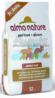 Almo Nature Holistic visavertis ėdalas suaugusioms katėms su kalakutiena ir ryžiais 12 kg.
